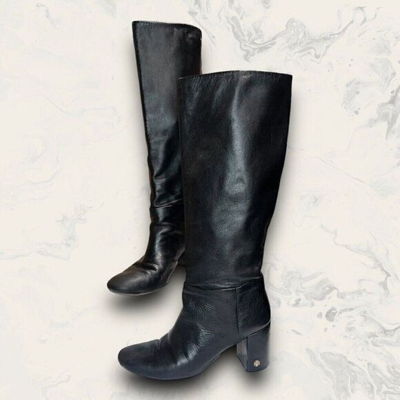 Tory Burch Brooke Slouchy 75mm Boot Nappa Leather Perfect Black Size 9.5M ($550) - Picture 1 of 12